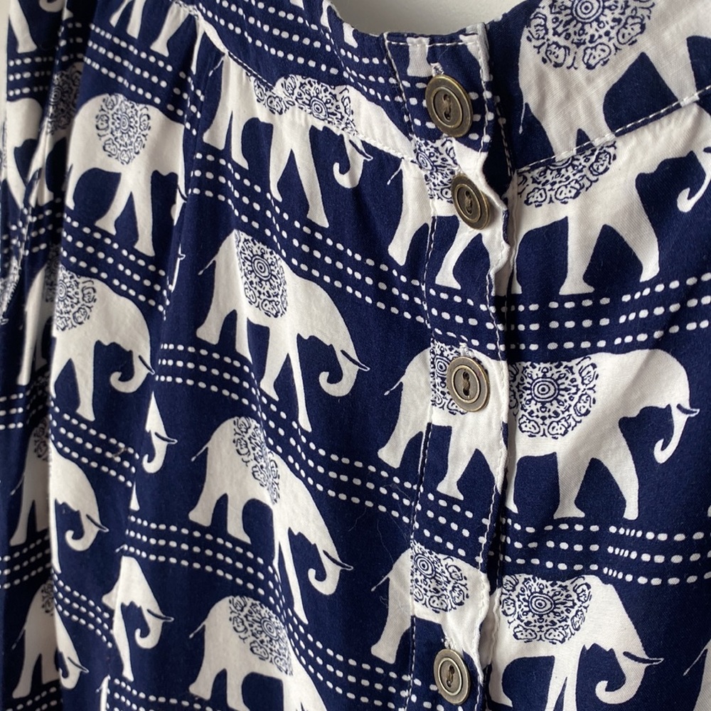 LAST CHANCE - De Collection Blue & White Elephant Midi Skirt - Picture 2 of 5